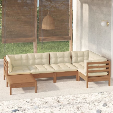 vidaXL 6-tlg. Garten-Lounge-Set mit Kissen Honigbraun Kiefernholz