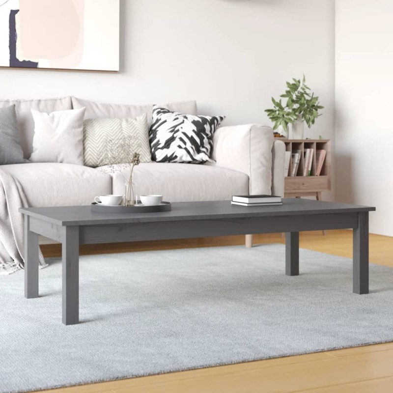 vidaXL Couchtisch Grau 110x50x30 cm Massivholz Kiefer vidaXL Couchtisch Grau 110x50x30 cm Massivholz Kiefer