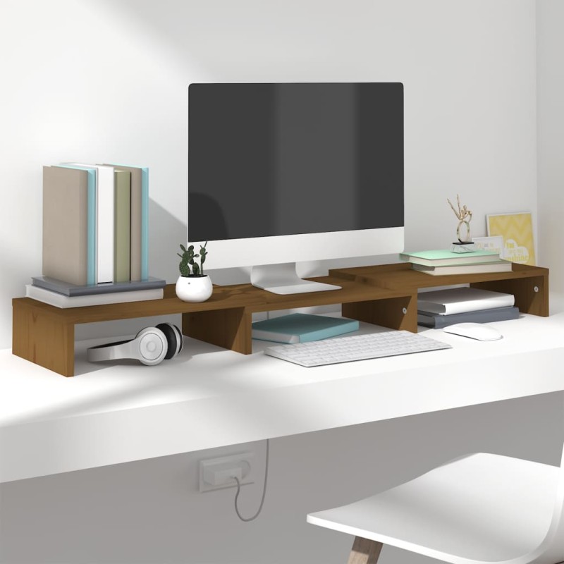 vidaXL Monitorständer Honigbraun 80x24x10,5 cm Massivholz Kiefer vidaXL Monitorständer Honigbraun 80x24x10,5 cm Massivholz Kiefer
