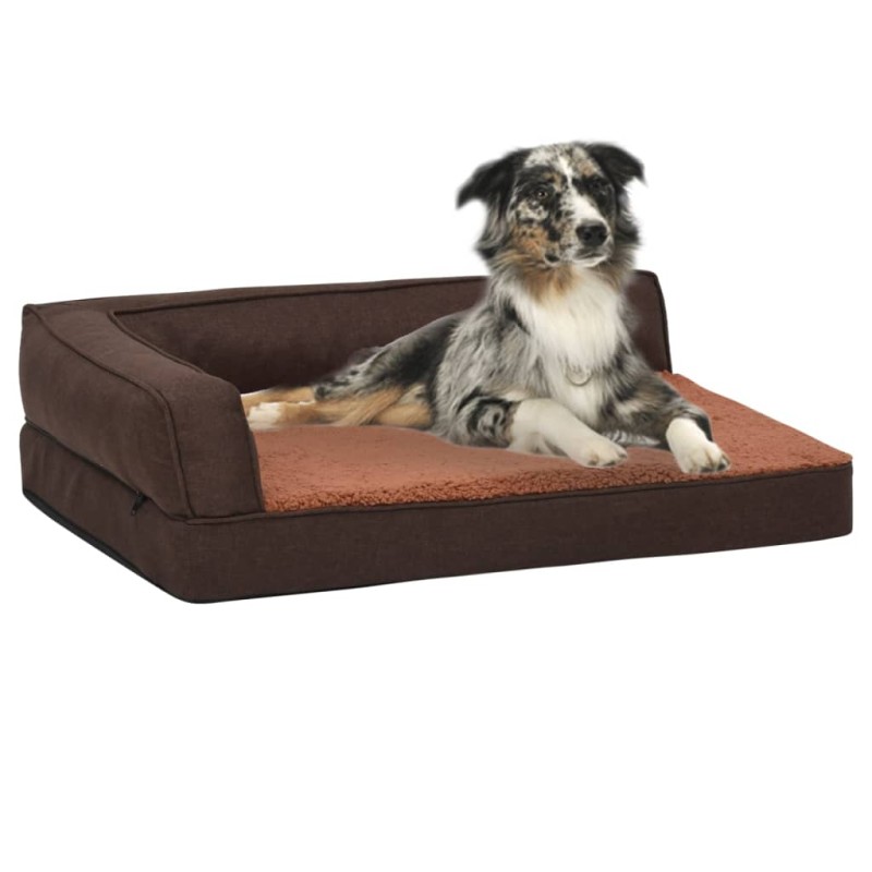vidaXL Hundematratze Ergonomisch 60x42 cm Leinenoptik Fleece Braun vidaXL Hundematratze Ergonomisch 60x42 cm Leinenoptik Fleece Braun