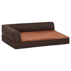 vidaXL Hundematratze Ergonomisch 60x42 cm Leinenoptik Fleece Braun