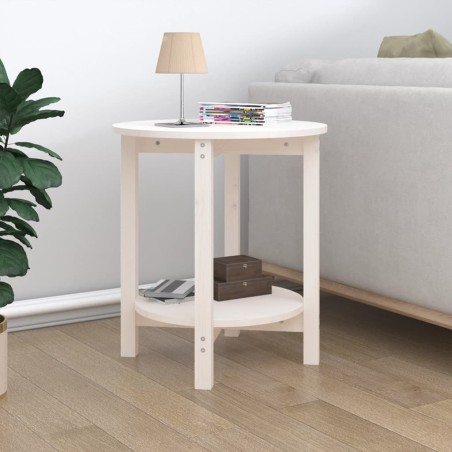 vidaXL Couchtisch Weiß Ø 55x60 cm Massivholz Kiefer