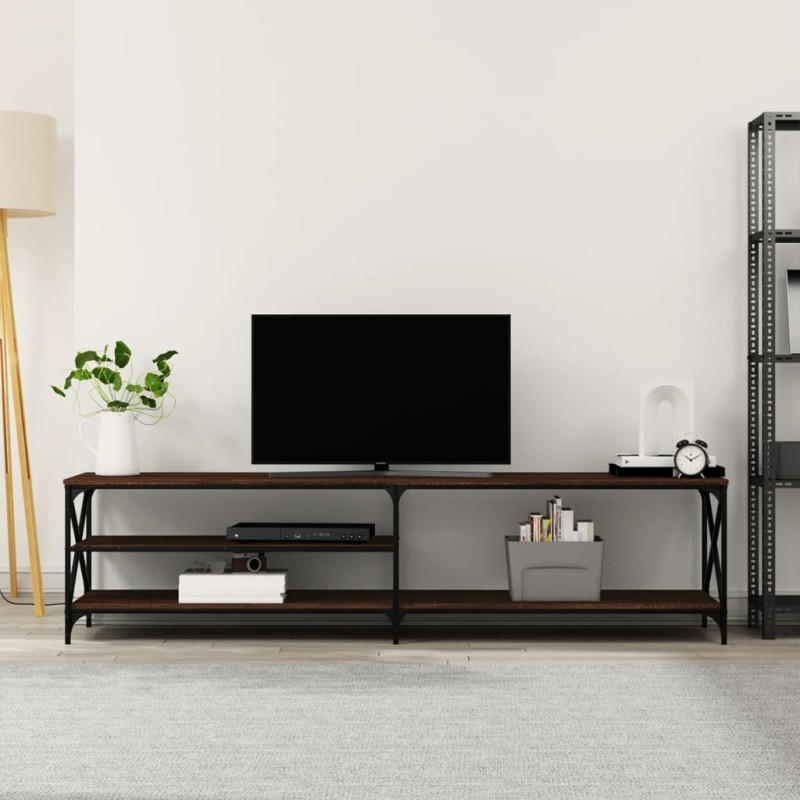 vidaXL TV-Schrank Braun Eiche 200x40x50 cm Holzwerkstoff und Metall vidaXL TV-Schrank Braun Eiche 200x40x50 cm Holzwerkstoff und Metall