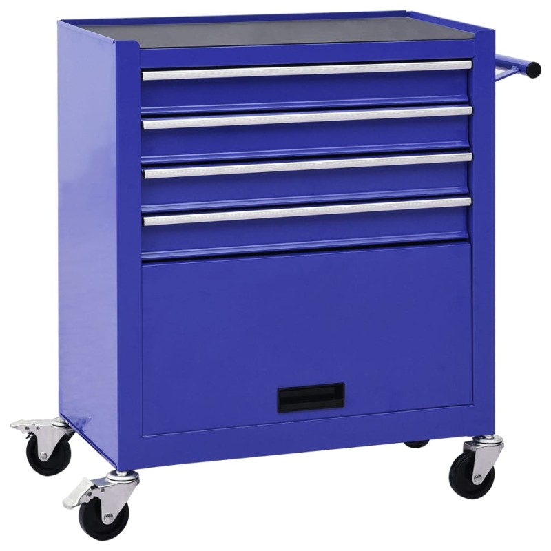 vidaXL Werkzeugwagen mit 4 Schubladen Stahl Blau vidaXL Werkzeugwagen mit 4 Schubladen Stahl Blau