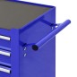 vidaXL Werkzeugwagen mit 4 Schubladen Stahl Blau vidaXL Werkzeugwagen mit 4 Schubladen Stahl Blau