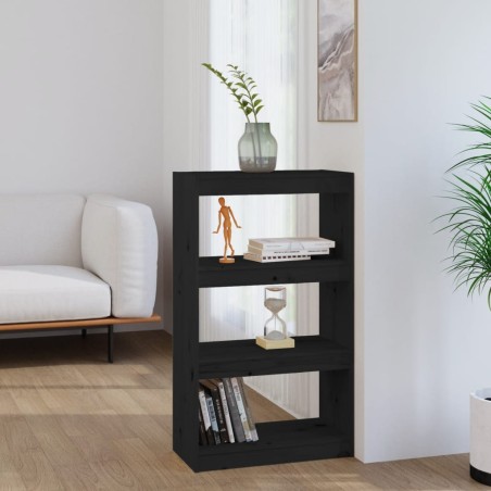 vidaXL Bücherregal/Raumteiler Schwarz 60x30x103,5 cm Massivholz Kiefer