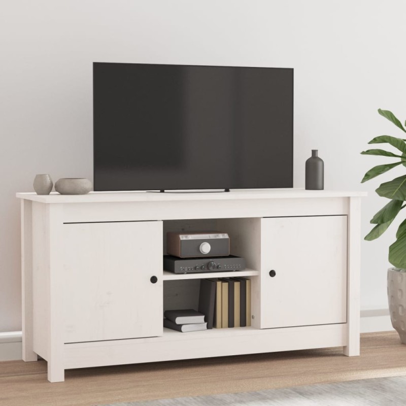 vidaXL TV-Schrank Weiß 103x36,5x52 cm Massivholz Kiefer vidaXL TV-Schrank Weiß 103x36,5x52 cm Massivholz Kiefer