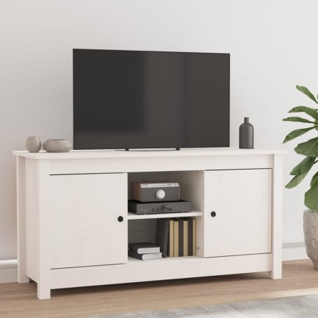 vidaXL TV-Schrank Weiß 103x36,5x52 cm Massivholz Kiefer