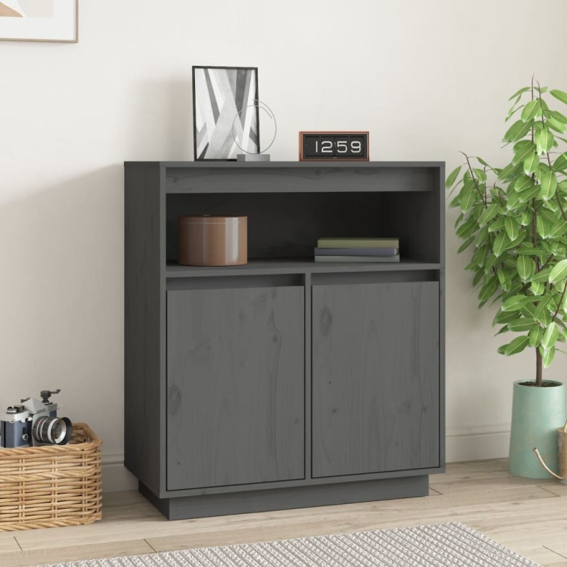 vidaXL Sideboard Grau 70x34x80 cm Massivholz Kiefer vidaXL Sideboard Grau 70x34x80 cm Massivholz Kiefer