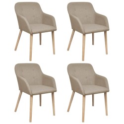 vidaXL Esszimmerstühle 4 Stk. Beige Stoff und Massivholz Eiche 
