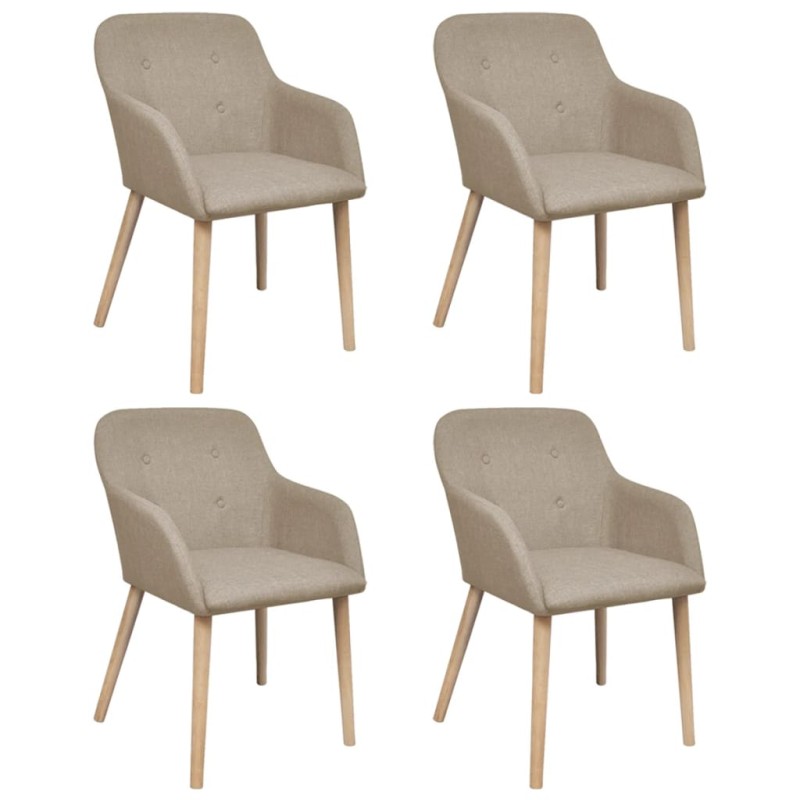 vidaXL Esszimmerstühle 4 Stk. Beige Stoff und Massivholz Eiche vidaXL Esszimmerstühle 4 Stk. Beige Stoff und Massivholz Eiche