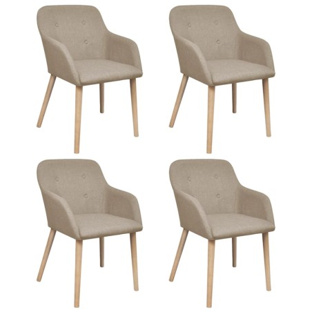 vidaXL Esszimmerstühle 4 Stk. Beige Stoff und Massivholz Eiche 