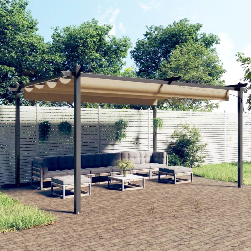 vidaXL Pavillon mit Ausziehbarem Dach 4x3 m Taupe vidaXL Pavillon mit Ausziehbarem Dach 4x3 m Taupe