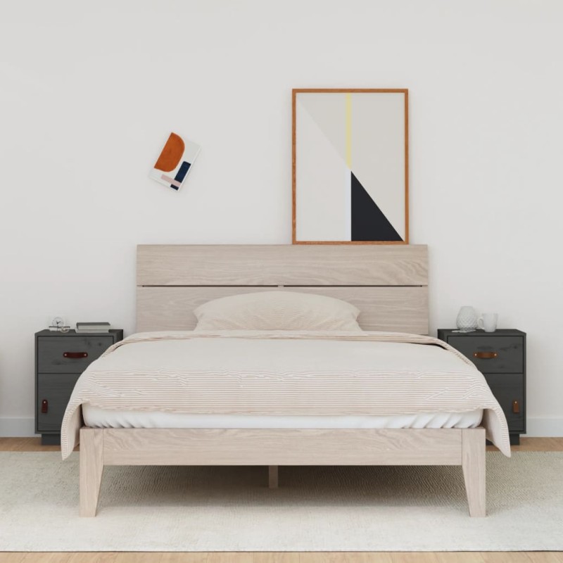 vidaXL Nachttische 2 Stk. Grau 40x34x55 cm Massivholz Kiefer vidaXL Nachttische 2 Stk. Grau 40x34x55 cm Massivholz Kiefer