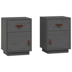 vidaXL Nachttische 2 Stk. Grau 40x34x55 cm Massivholz Kiefer