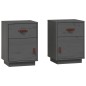 vidaXL Nachttische 2 Stk. Grau 40x34x55 cm Massivholz Kiefer vidaXL Nachttische 2 Stk. Grau 40x34x55 cm Massivholz Kiefer