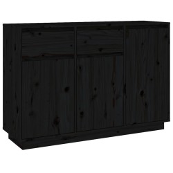 vidaXL Sideboard Schwarz 110x34x75 cm Massivholz Kiefer