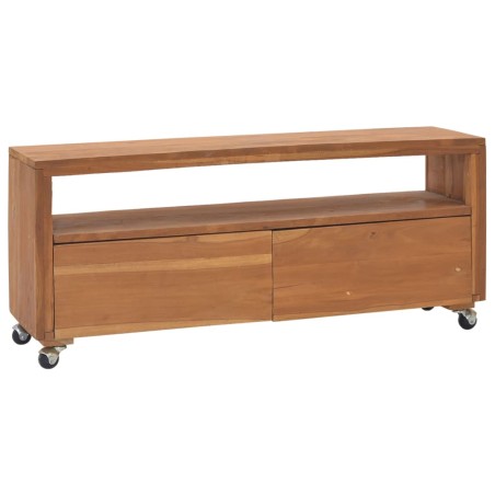 vidaXL TV-Schrank mit Rollen 110x30x40 cm Teak Massivholz