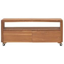 vidaXL TV-Schrank mit Rollen 110x30x40 cm Teak Massivholz