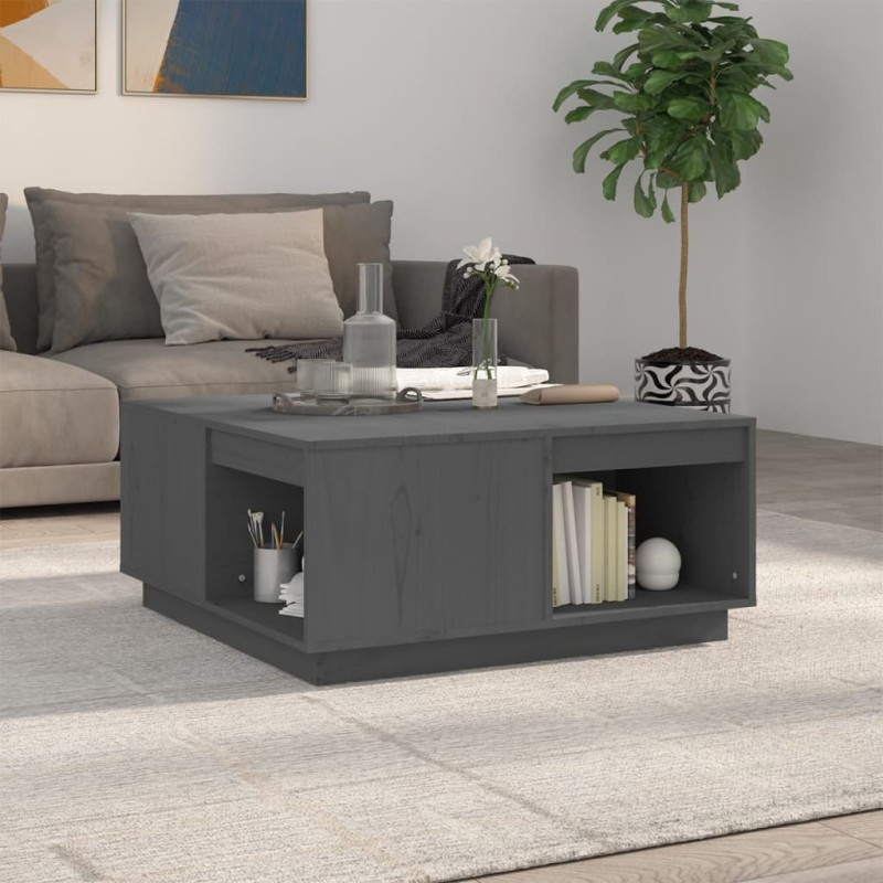 vidaXL Couchtisch Grau 80x81x36,5 cm Massivholz Kiefer vidaXL Couchtisch Grau 80x81x36,5 cm Massivholz Kiefer