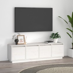 vidaXL TV-Schrank Weiß 156x37x45 cm Massivholz Kiefer