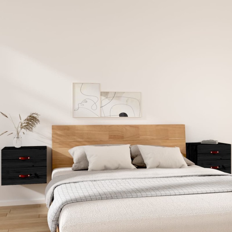 vidaXL Wand-Nachttische 2 Stk. Schwarz 50x36x40 cm vidaXL Wand-Nachttische 2 Stk. Schwarz 50x36x40 cm
