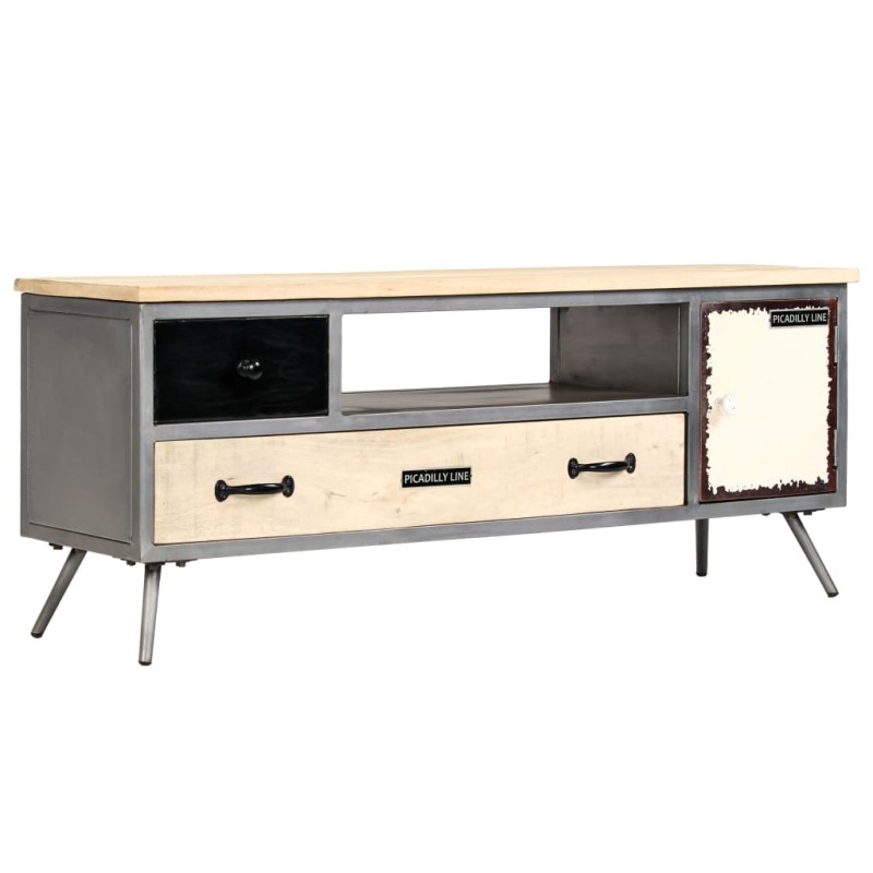 vidaXL TV-Schrank Mangoholz Massiv und Stahl 120 x 30 x 45 cm vidaXL TV-Schrank Mangoholz Massiv und Stahl 120 x 30 x 45 cm