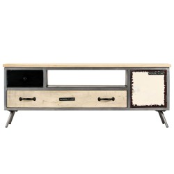 vidaXL TV-Schrank Mangoholz Massiv und Stahl 120 x 30 x 45 cm
