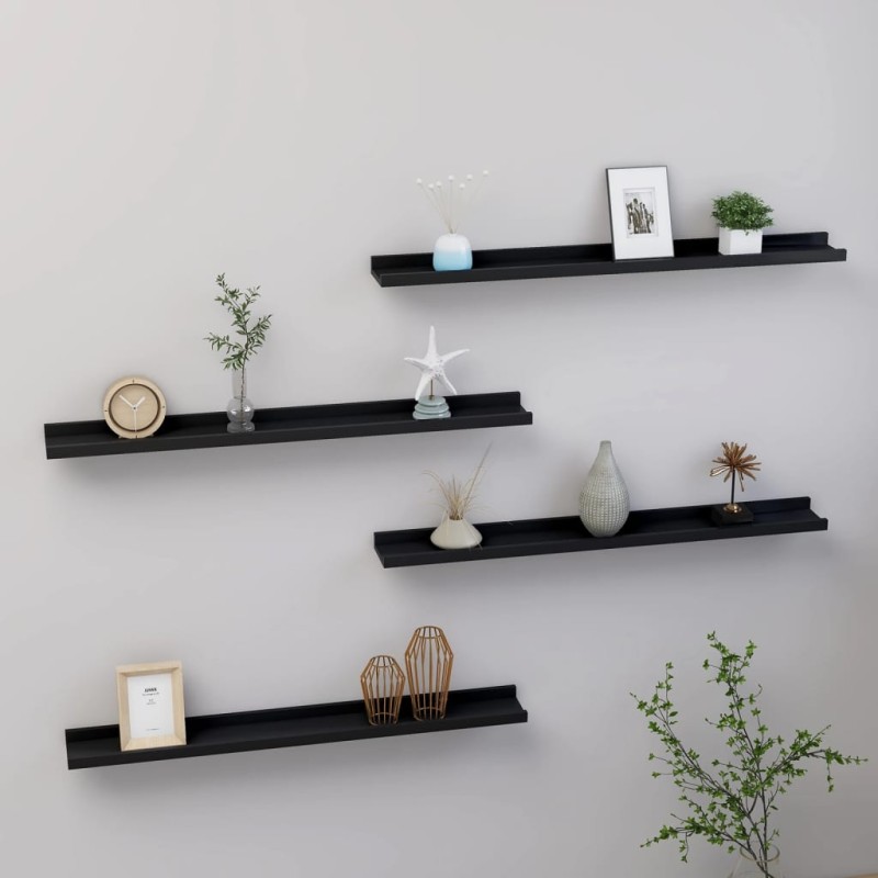 vidaXL Wandregale 4 Stk. Schwarz 80x9x3 cm vidaXL Wandregale 4 Stk. Schwarz 80x9x3 cm