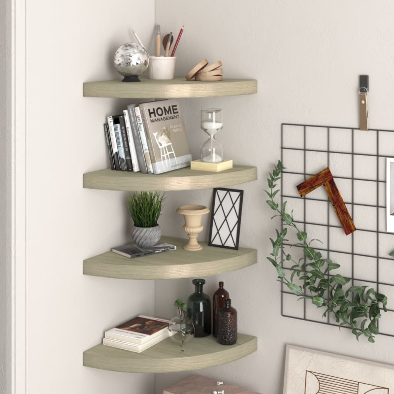 vidaXL Eck-Schweberegale 4 Stk. Eichefarben 35x35x3,8 cm MDF vidaXL Eck-Schweberegale 4 Stk. Eichefarben 35x35x3,8 cm MDF