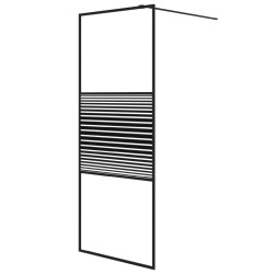 vidaXL Duschwand für Begehbare Dusche Schwarz 80x195 cm ESG-Glas Klar