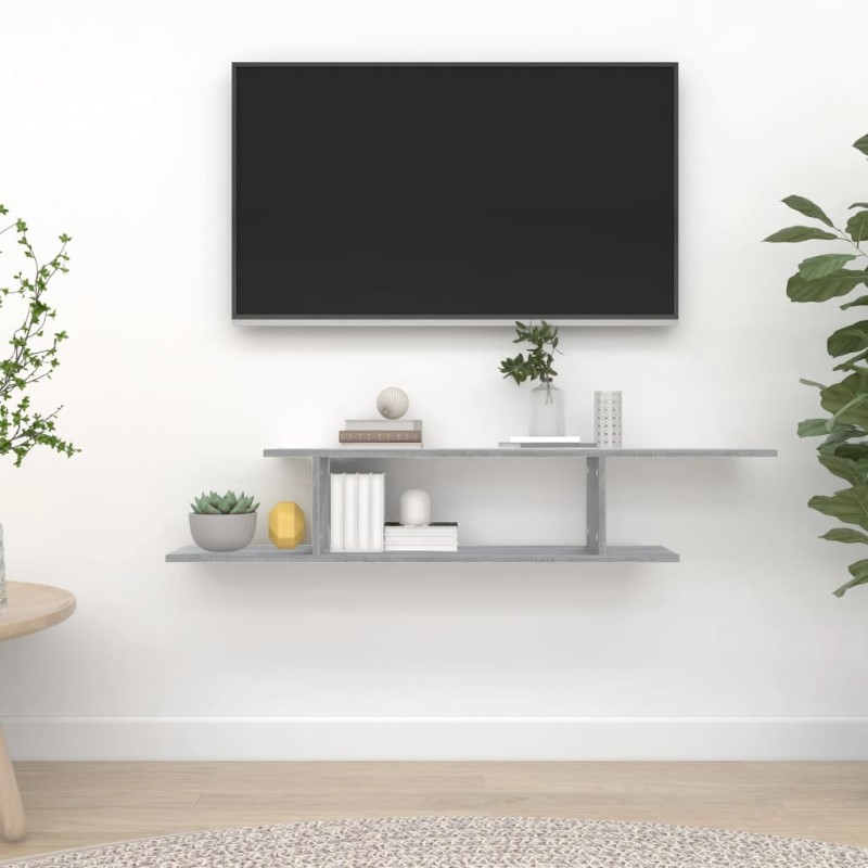 vidaXL TV-Wandregal Grau Sonoma 125x18x23 cm Holzwerkstoff vidaXL TV-Wandregal Grau Sonoma 125x18x23 cm Holzwerkstoff