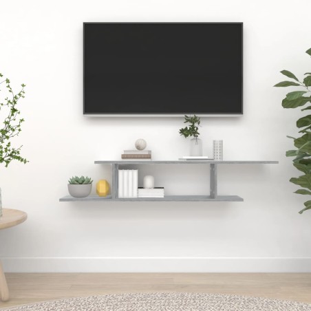 vidaXL TV-Wandregal Grau Sonoma 125x18x23 cm Holzwerkstoff