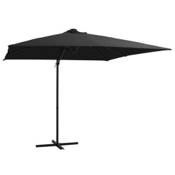 vidaXL Ampelschirm mit LED-Leuchten und Stahlmast 250 x 250 cm Schwarz