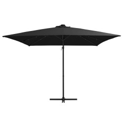 vidaXL Ampelschirm mit LED-Leuchten und Stahlmast 250 x 250 cm Schwarz