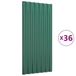 vidaXL Dachpaneele 36 Stk. Pulverbeschichteter Stahl Grün 80x36 cm