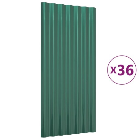 vidaXL Dachpaneele 36 Stk. Pulverbeschichteter Stahl Grün 80x36 cm