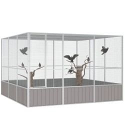 vidaXL Vogelkäfig Grau 302,5x324,5x211,5 cm Verzinkter Stahl
