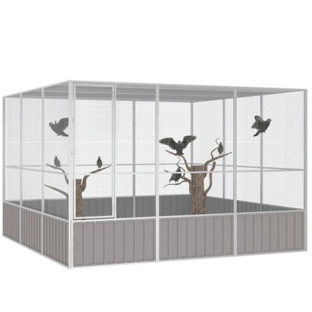 vidaXL Vogelkäfig Grau 302,5x324,5x211,5 cm Verzinkter Stahl