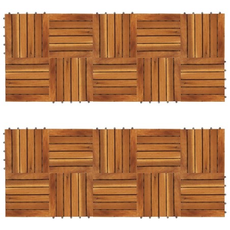 Terrassenfliesen 20er Set Vertikales Muster 30 x 30 cm Akazie