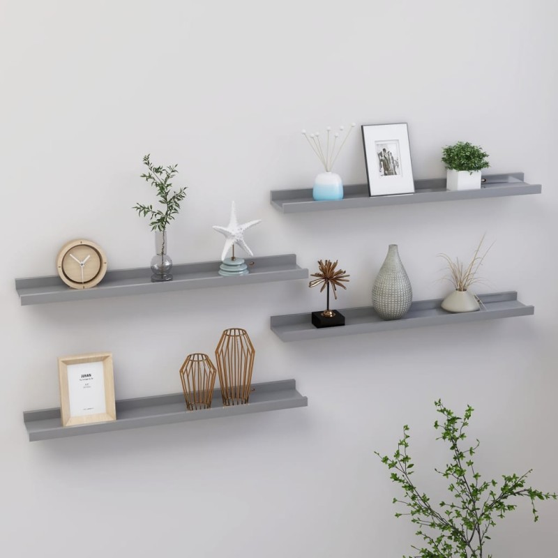 vidaXL Wandregale 4 Stk. Grau 60x9x3 cm vidaXL Wandregale 4 Stk. Grau 60x9x3 cm
