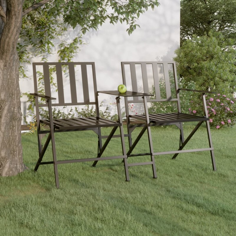 vidaXL 2-Sitzer-Gartenbank Klappbar 137 cm Schwarz Stahl vidaXL 2-Sitzer-Gartenbank Klappbar 137 cm Schwarz Stahl