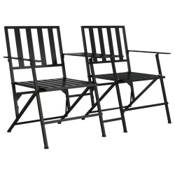 vidaXL 2-Sitzer-Gartenbank Klappbar 137 cm Schwarz Stahl