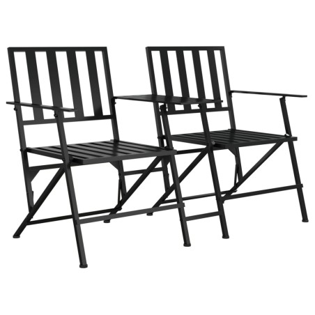 vidaXL 2-Sitzer-Gartenbank Klappbar 137 cm Schwarz Stahl