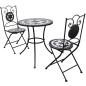 3-tlg. Bistro-Set Keramikfliese Schwarz/Weiß 3-tlg. Bistro-Set Keramikfliese Schwarz/Weiß