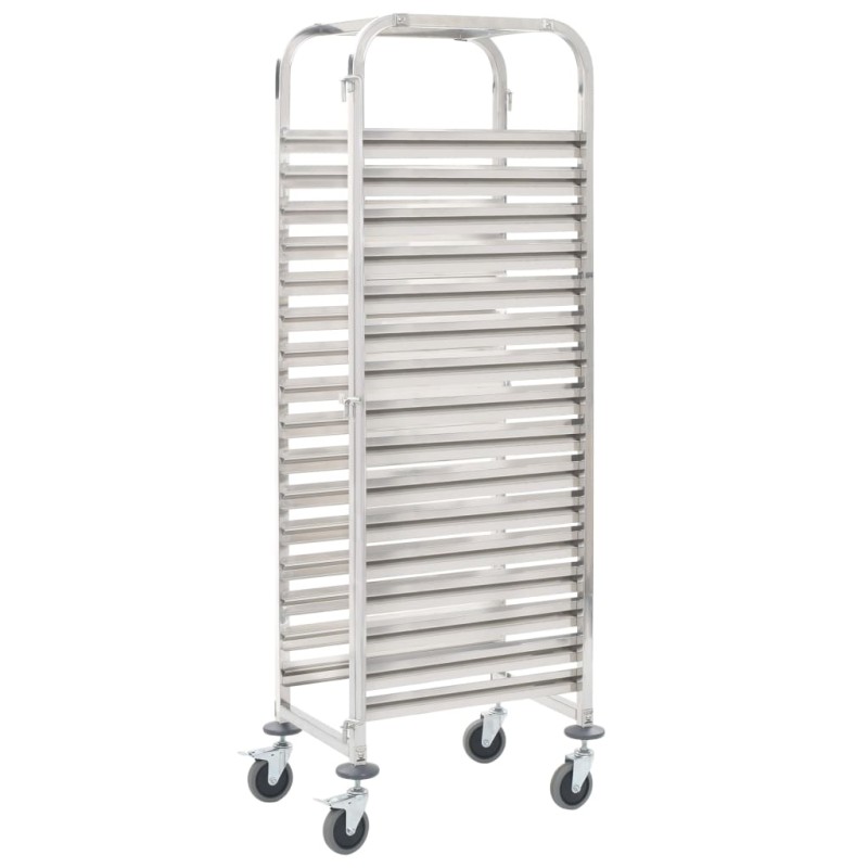 vidaXL Tablettwagen für 16 Tabletts 38x55x163 cm Edelstahl vidaXL Tablettwagen für 16 Tabletts 38x55x163 cm Edelstahl