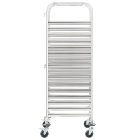 vidaXL Tablettwagen für 16 Tabletts 38x55x163 cm Edelstahl