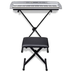 Elektronisches Keyboard 61-Tasten + Keyboardständer + Hocker Set