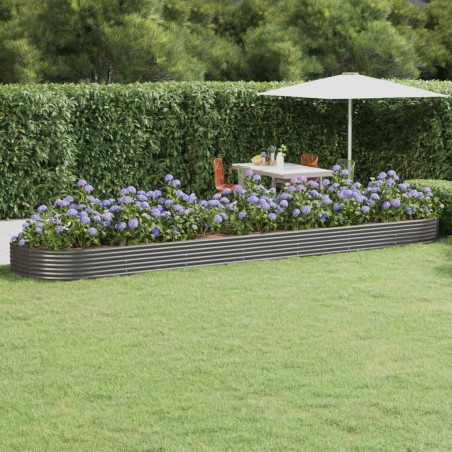 vidaXL Hochbeet Pulverbeschichteter Stahl 600x140x36 cm Grau
