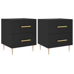 vidaXL Nachttische 2 Stk. Schwarz 40x35x47,5 cm Holzwerkstoff